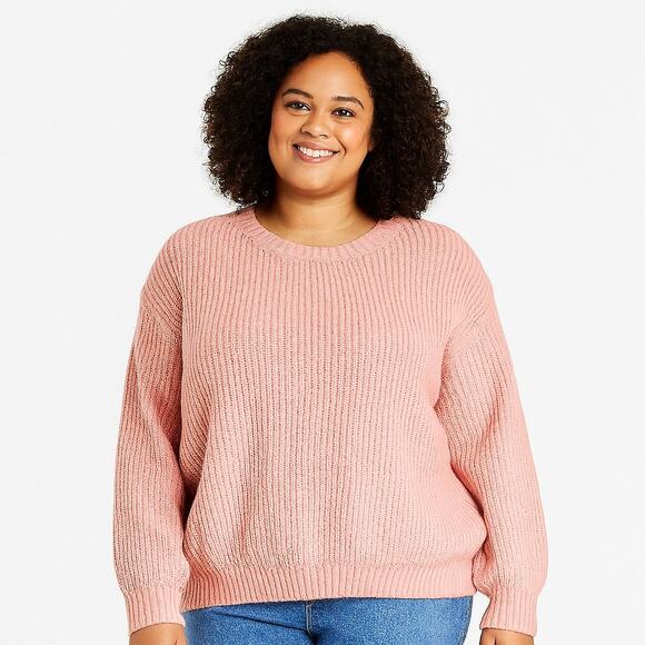EVRI Women’s Cozy Ribbed Crewneck Sweater - Pink, Size 1X - NWOT - Picture 1 of 6